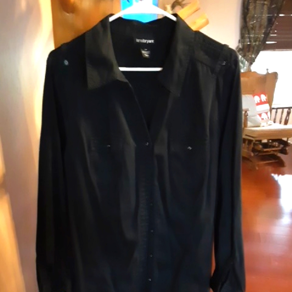 Lane Bryyant Black Button-Up Shirt